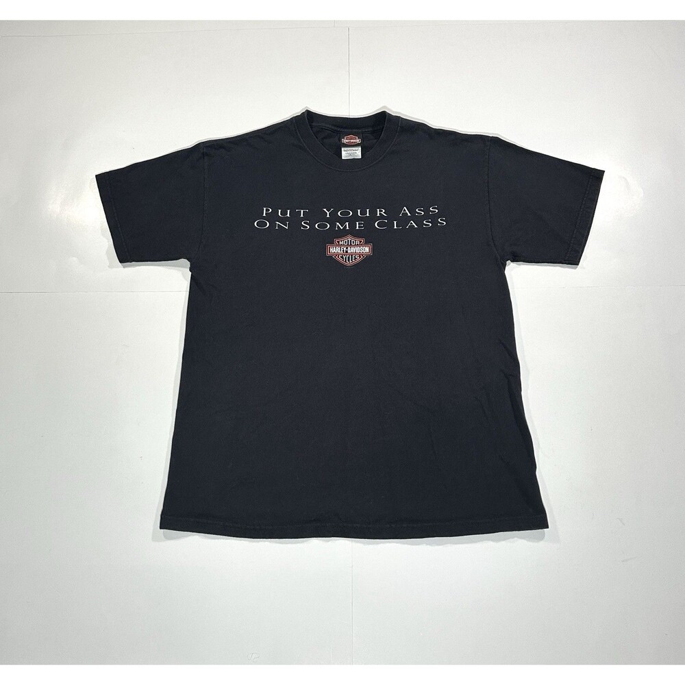 VTG Harley-Davidson Put Your Ass On Some Class T-Shirt Orlando Size Large Y2K